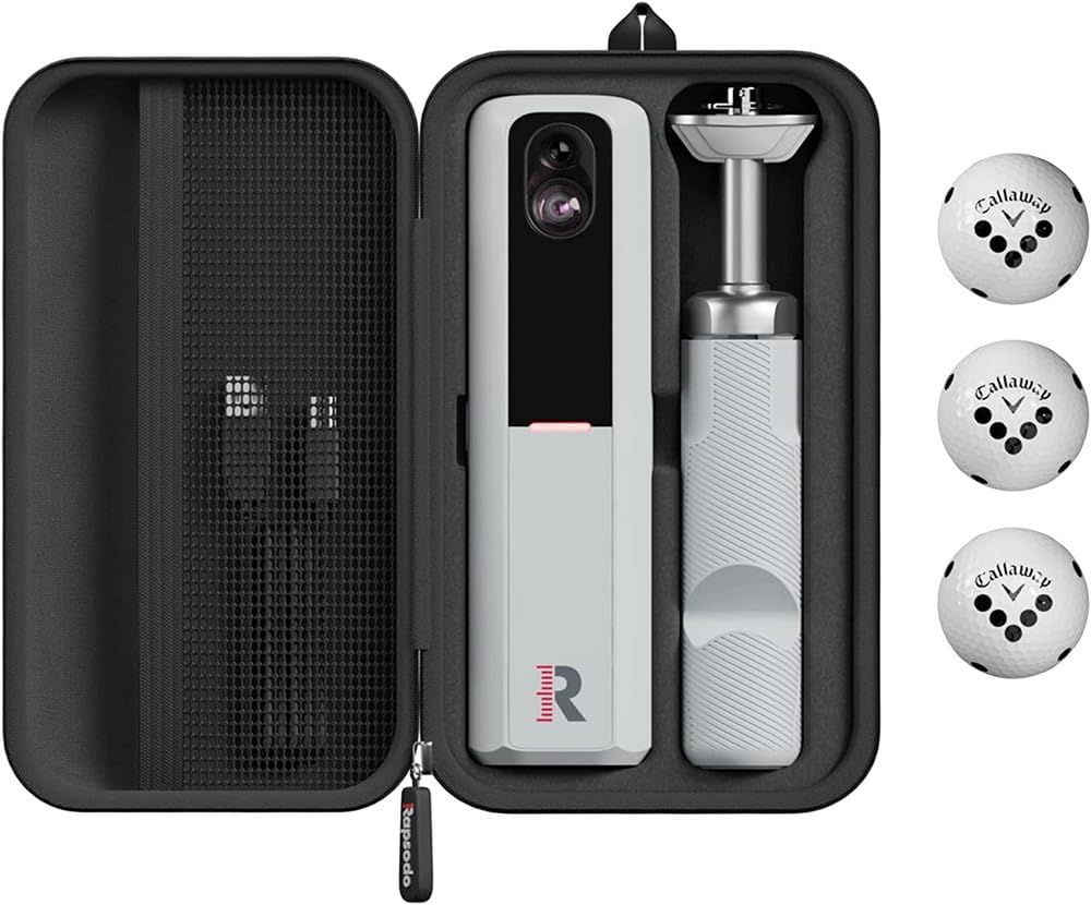 Rapsodo MLM2PRO launch monitor in its carry case with RPT balls